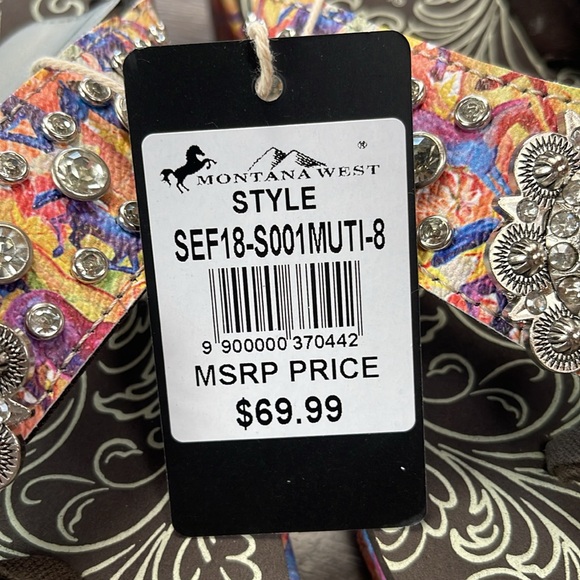 New Montana West Flip Flops Western Rhinestone Horses Wedge Sandals 8 Women’s - Picture 6 of 6